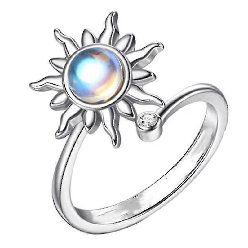 Sunflower Anxiety Ring Adjustable Spiral Open Ring Rotatable Stress Reliever