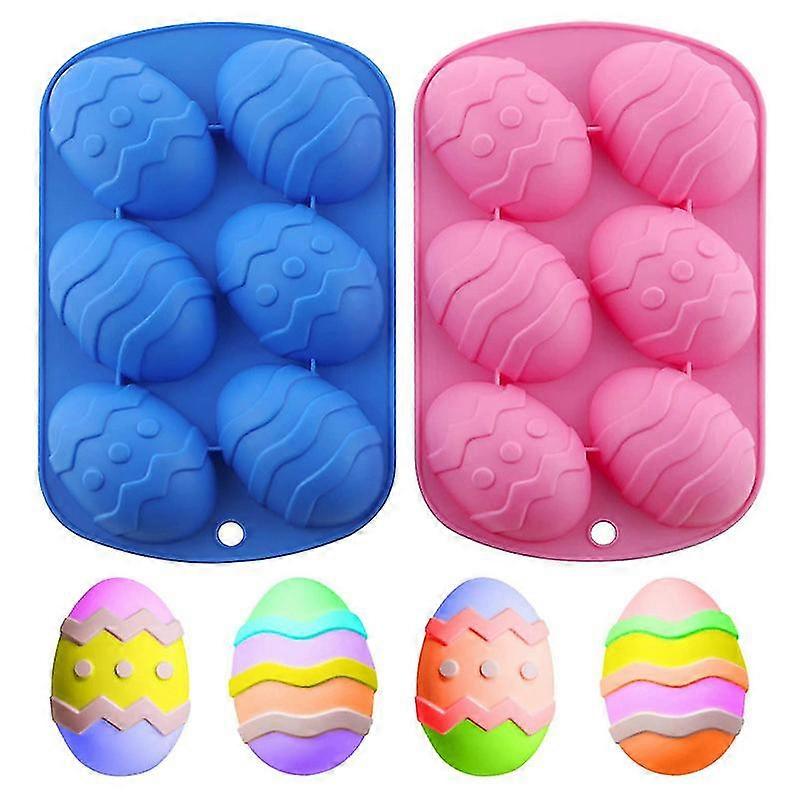 2PCSイースターエッグモールドシリコーンソープモールドケーキベーキング金型DIY卵形シリコーンモールド