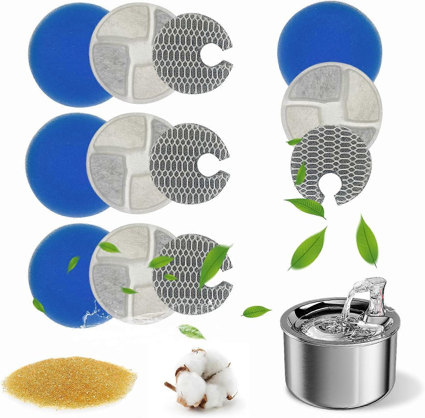4 Sets Cat Fountain Filters, Cat Fountain Filter Replacement, Cat Drinking Fountain Multiple Filter System Replacement Filters