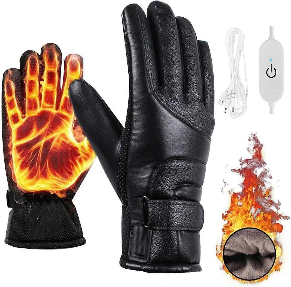 Waterproof Touch Screen USB Heated Thermal Gloves in Black