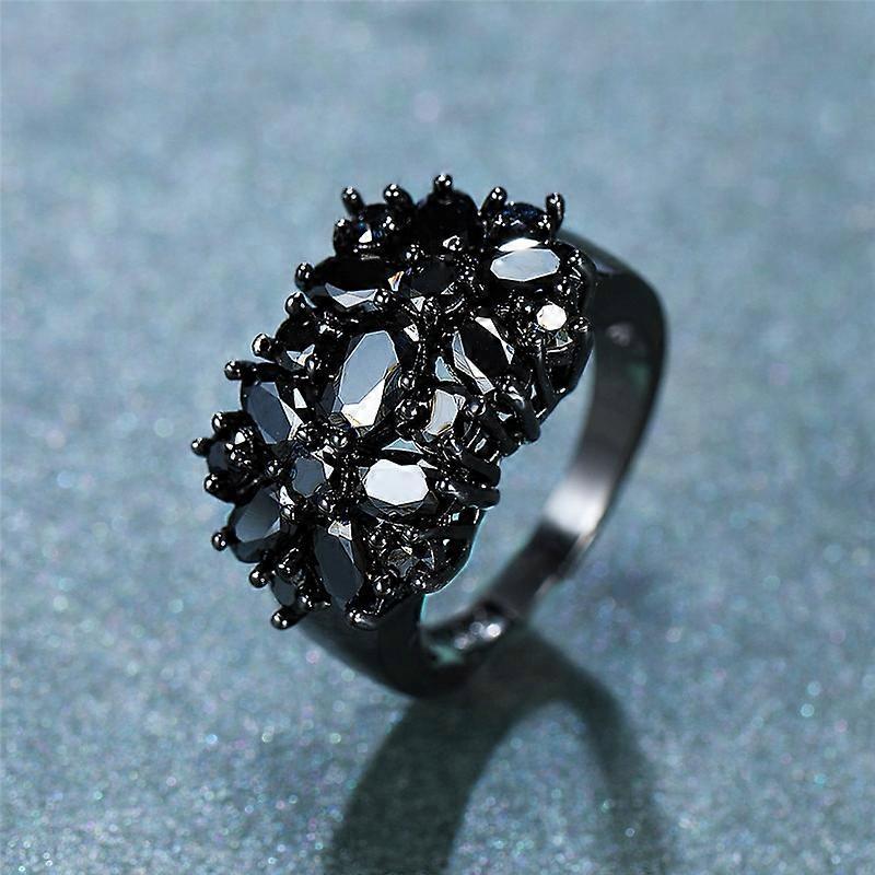 Unikke mode kvinder sort oval sten ring retro ring damer ring