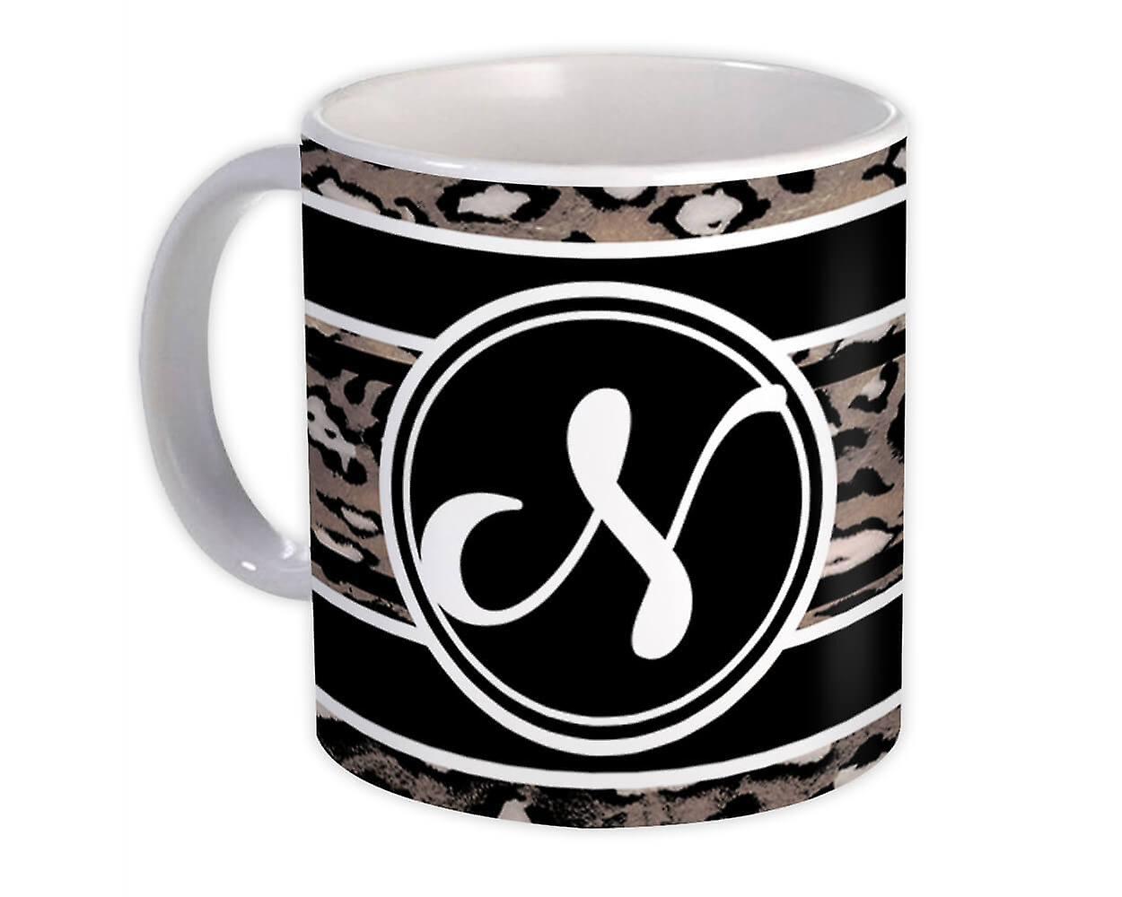 Gift Mug: Monogram Letter N Cheetah