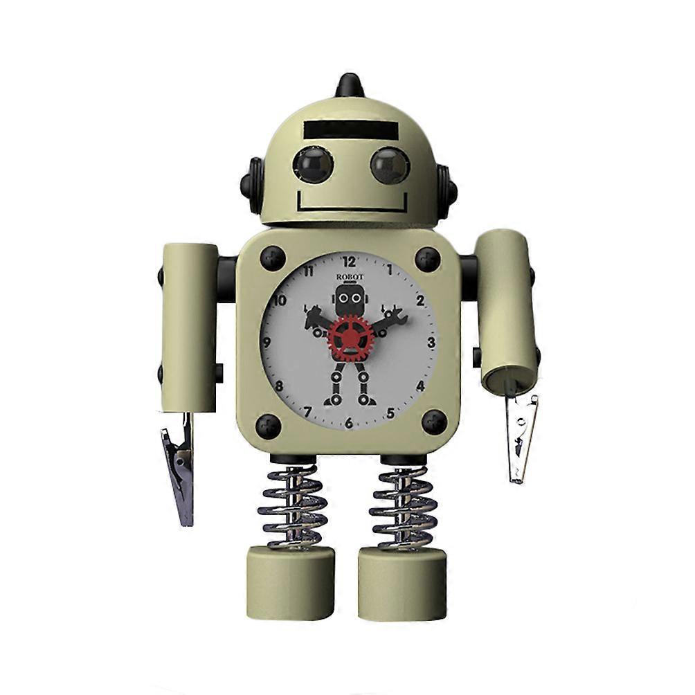 Robot alarm clock student clock battery-powered metal shell Yellow