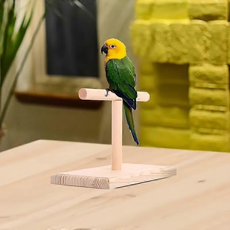 "Interactive" Natural Wood Parrot Perch Stand - Durable Bird Play Toy & Resting Rod For Cage