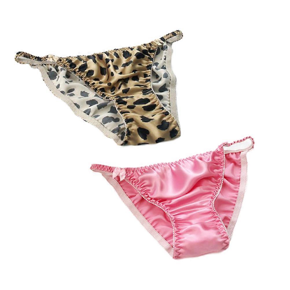 2Pcs Silk Briefs Women's Thongs Mulberry Silk High Elastic Belts Sexy Bikinis