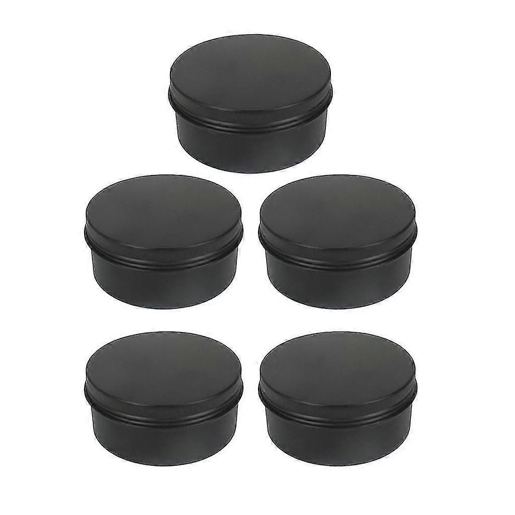 5 Pack Black Aluminum Empty Cosmetic Boxs Vial Bottles Round Pot Jars With Lid - 150ml-xinhan