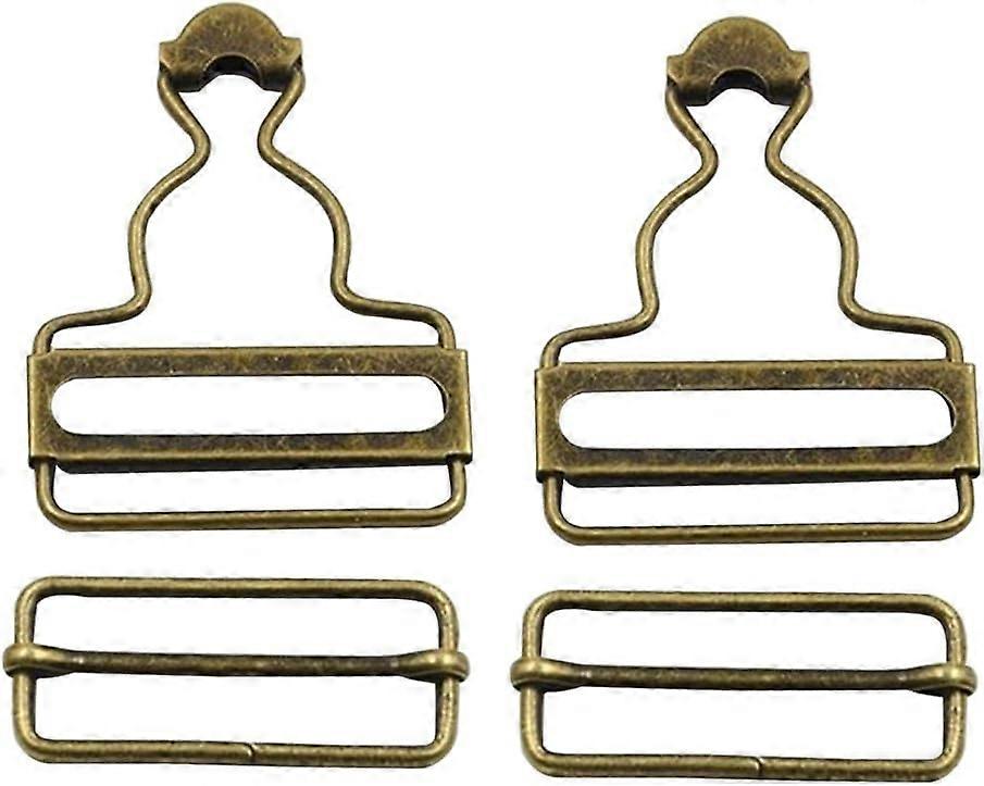 Metall Dungaree spenner med rektangel Slider Fester for seler og stropper 3,8 mm indre bredde 2 sett (bronse)