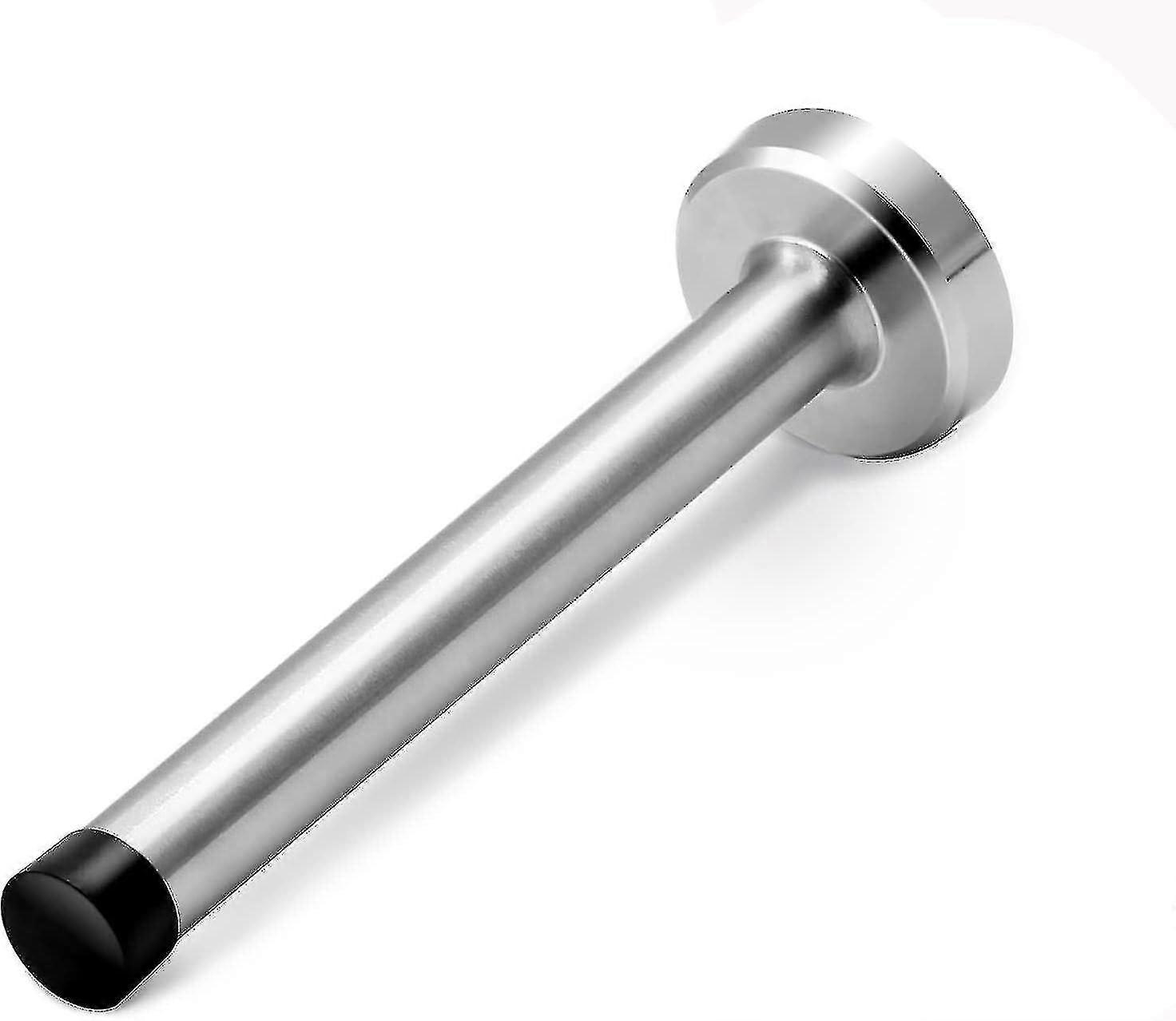 Dørstop, 6 tommer lang dørstopper, vægbeslag, kraftig solid sort dørstop børstet rustfrit stål med bløde gummikofangerspidser