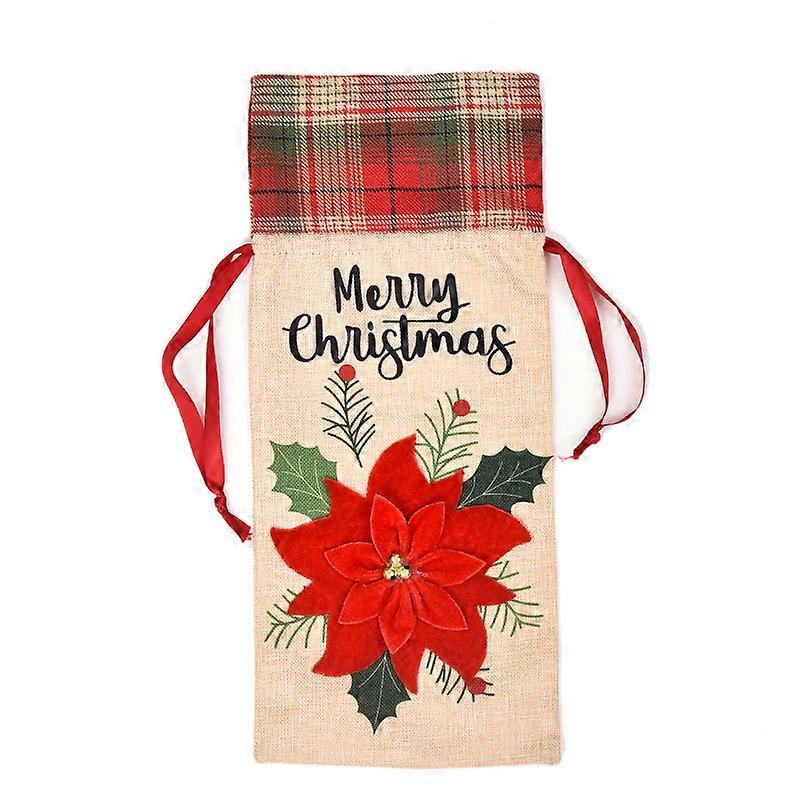 Christmas Wine Bottle Bag Fits Most Wine Bottles Rustic Checkered Design Holiday Gifting Gift Packaging