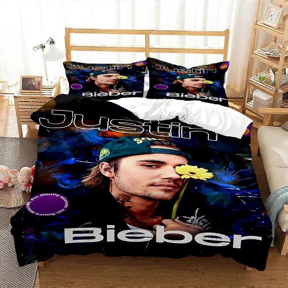 m23 Lençóis Cantor Justin Bieber Moda Conjunto de Cama, Capa de Edredão Conjunto de Cama Capa de Colcha Fronha, Meninos Meninas Adultos Lençóis ggt23