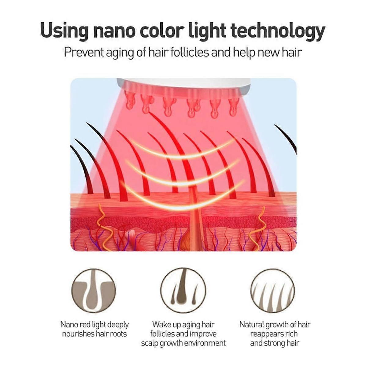 Infrared EMS Radio Frequency Vibration Anti-Dropping Massager Scalp Massage Comb Micro-Current Hair