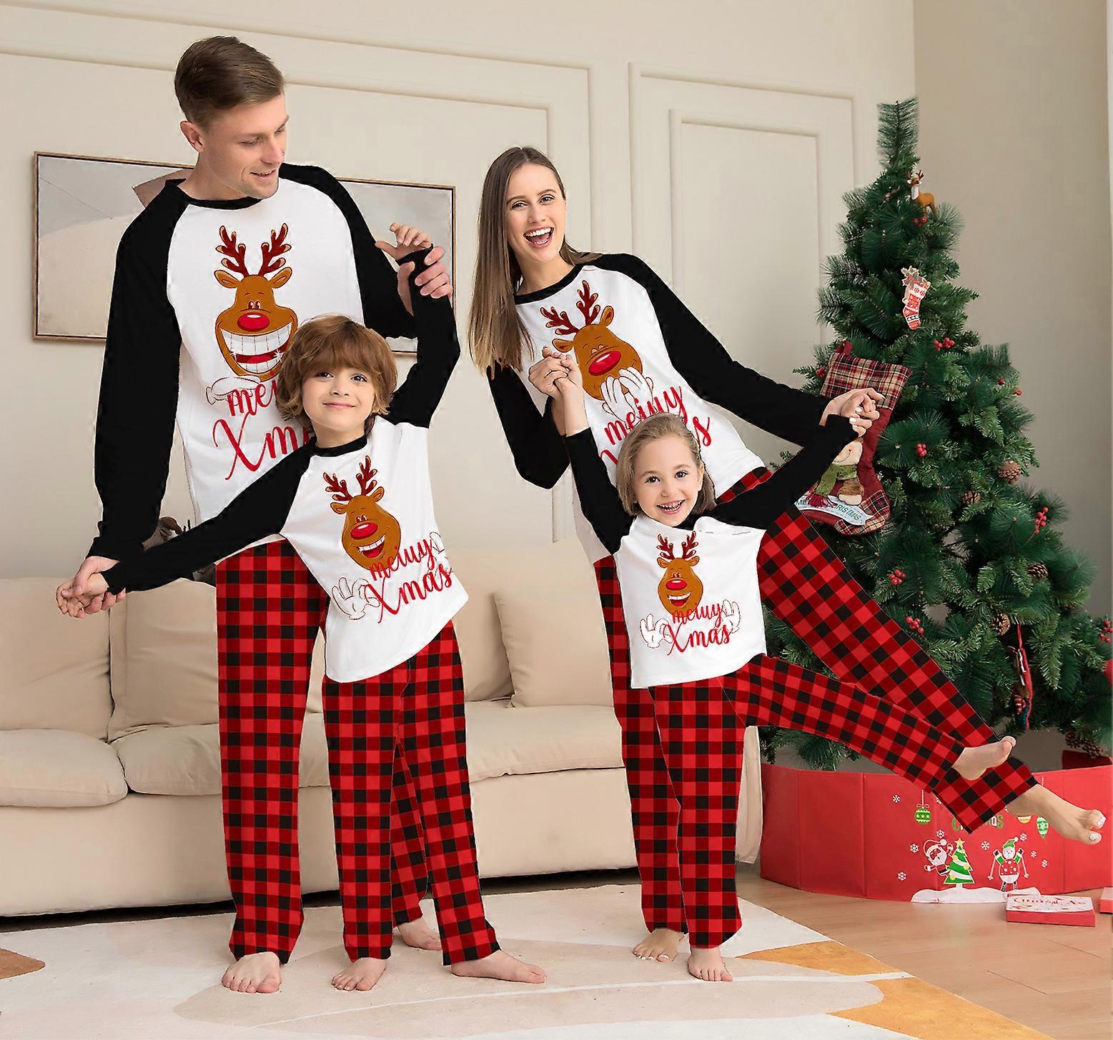 Pijamale de Crăciun Crăciun Familii Set de pijamale de Crăciun stil de îmbrăcăminte părinte-copil 3