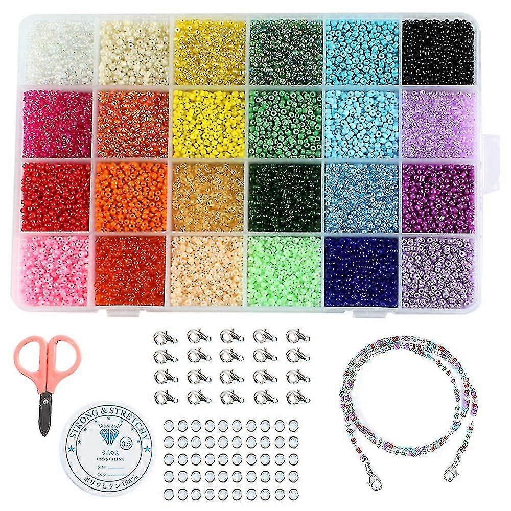 Glass Seed Beads, Letter Beads With Lobster Clasp Elastic Cords, Open Jump Ring And Packaging Box, Used For Jewelry