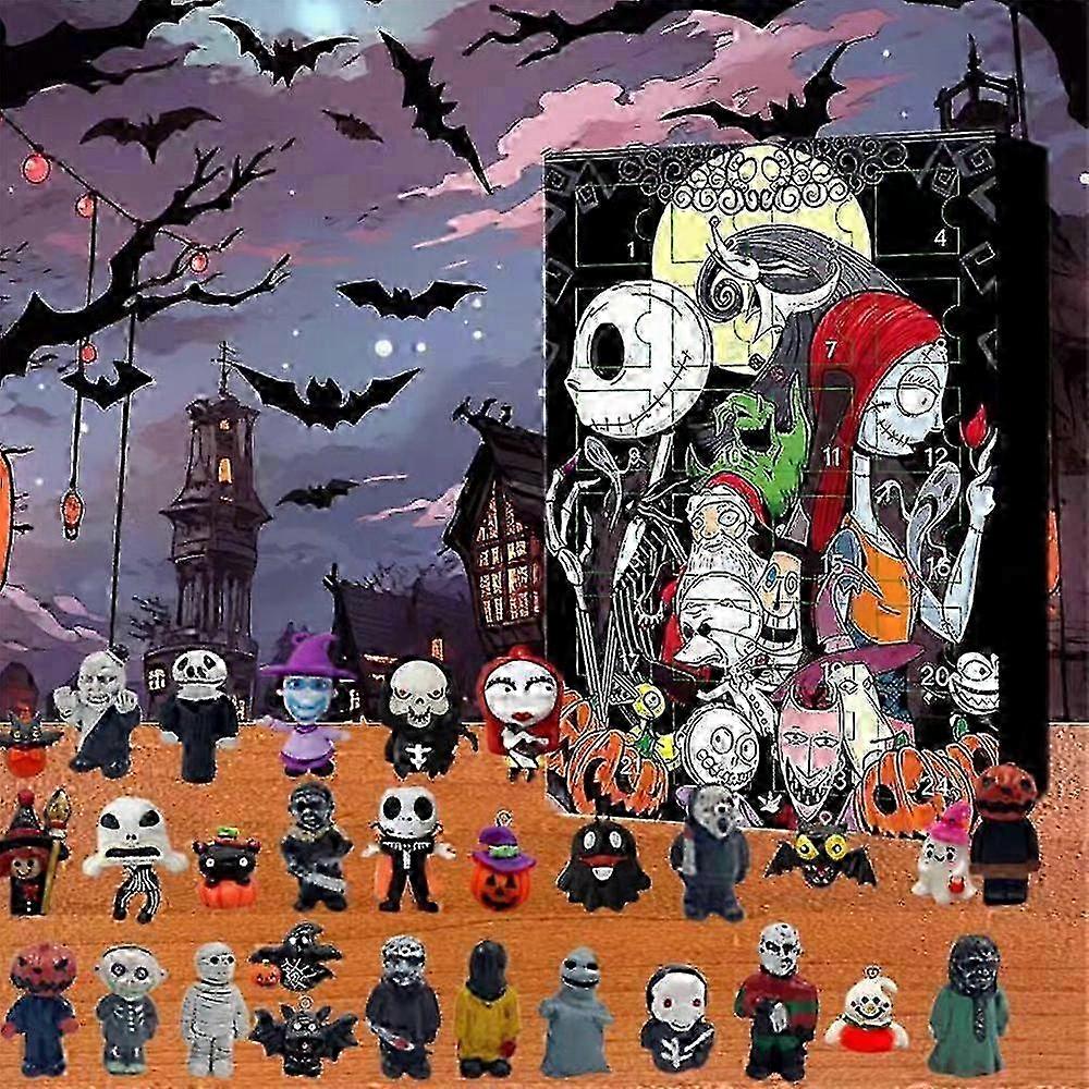 Halloween Countdown Advent Calendar 2024, Nightmare Before Xmas Advent Calendar Blind Box, Scary Doll Horror Figures Gifts for Kids