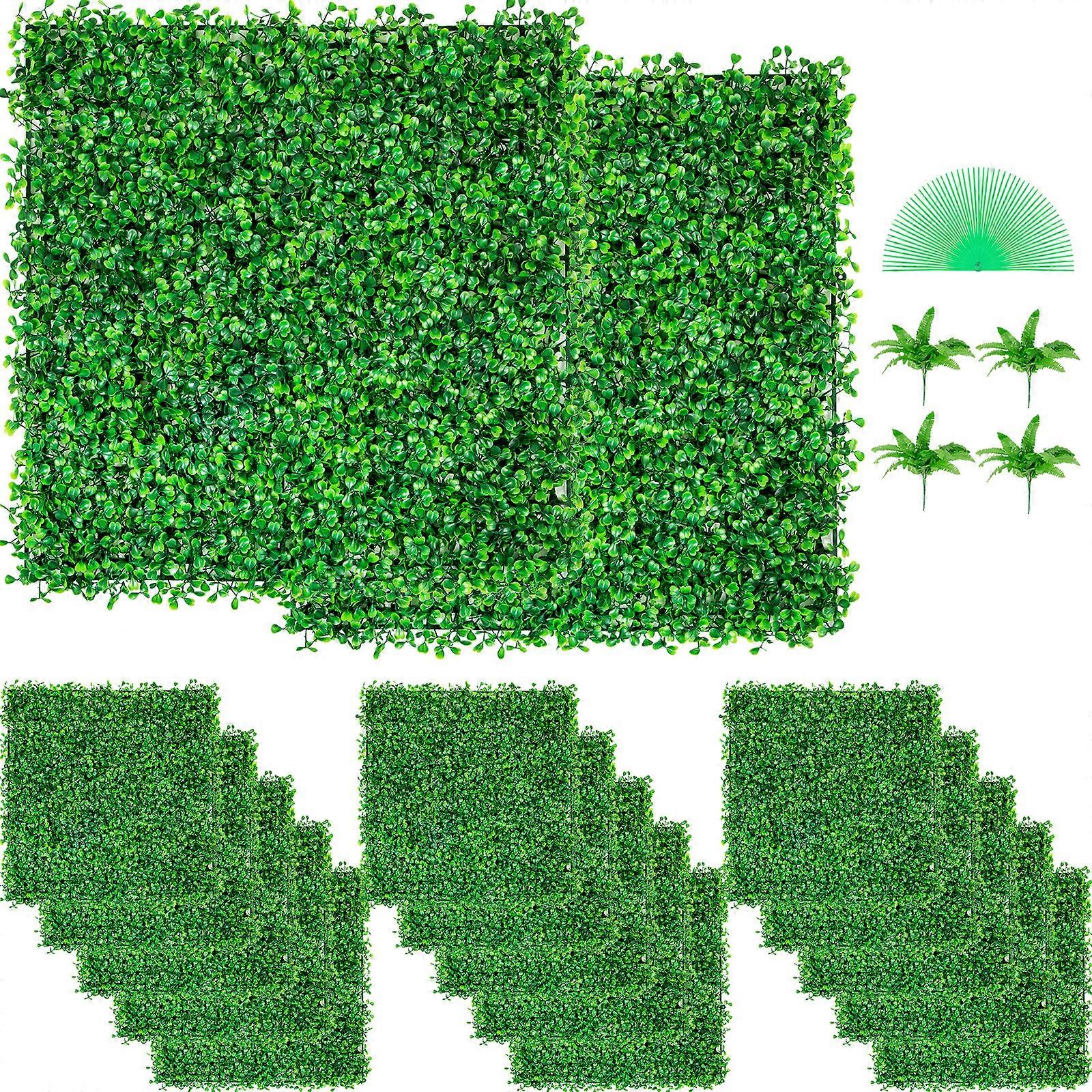 48PCS Künstliche Buchsbaum-Efeublatt-Heckenmatte
