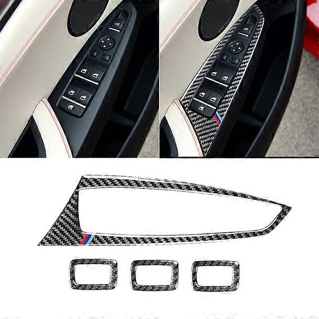 For BMW X3 F25 X4 F26 Carbon Fiber Car Window Switch Lifter Control Panel Frame Decoration Refit Stickers Interior Accessories