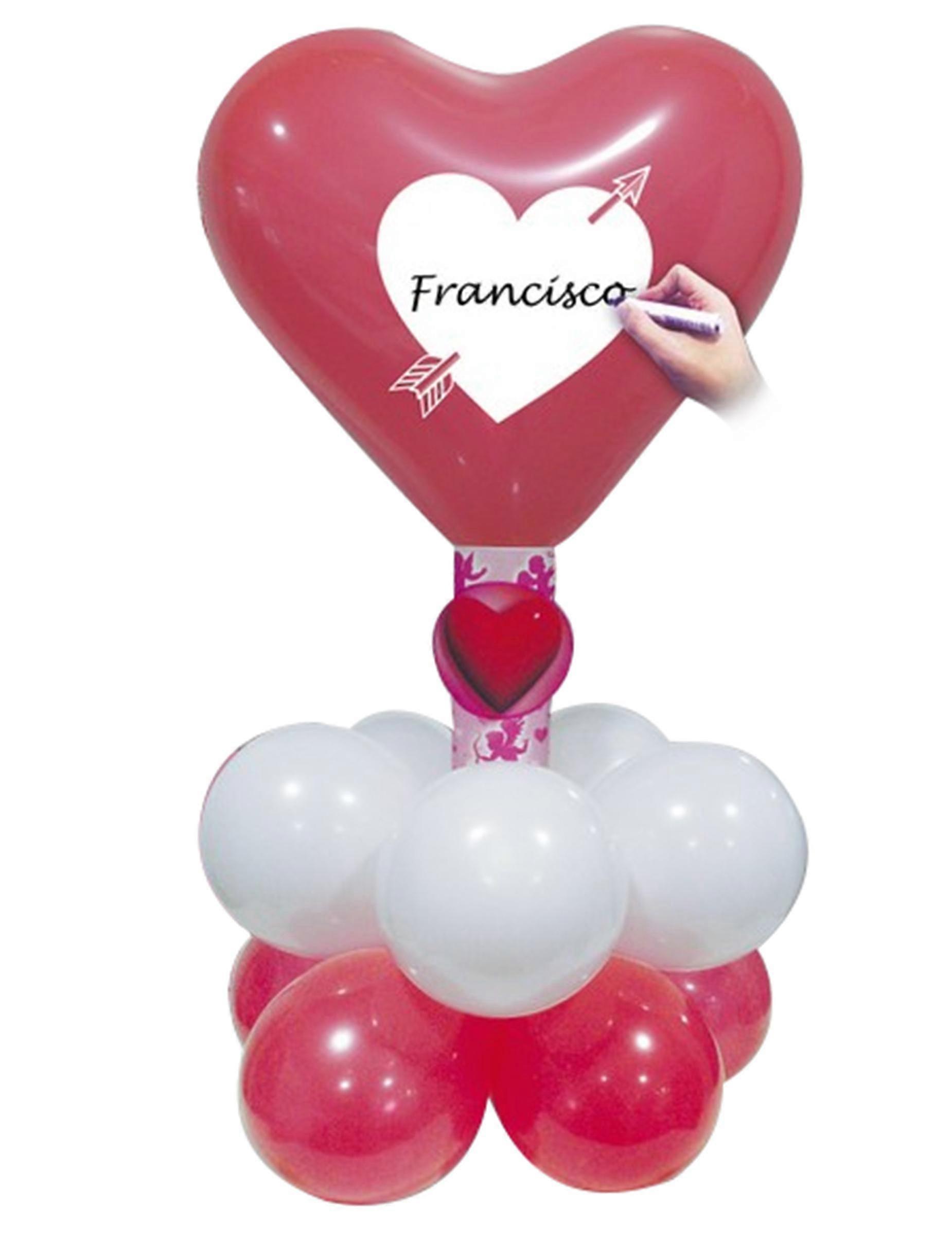 Customizable red and white heart balloon kit
