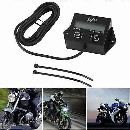 Digital Engine Tachometer Hour Meter Inductive Motorcycle Tiny Tach Waterproof