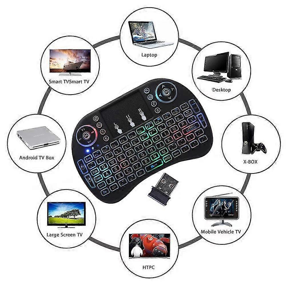 Backlit Mini Wireless Keyboard, Handheld Remote With Touchpad Mouse