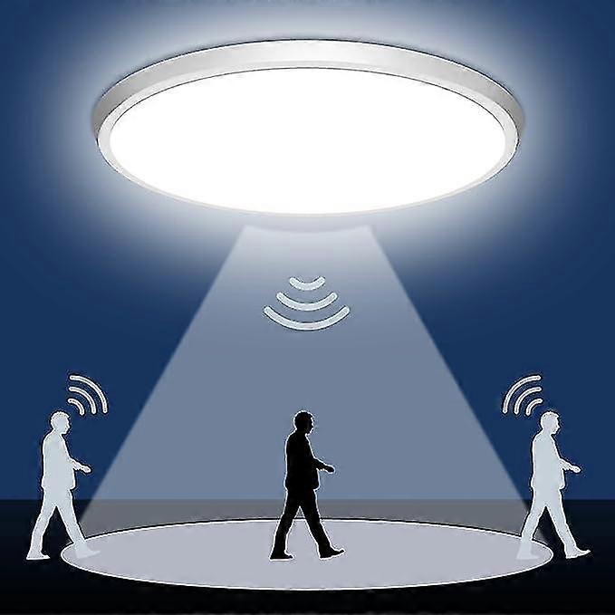 Motion Sensor Ceiling Light - 30cm Motion Activated Recessed Lighting Fixture - 24w Led Ceiling Light