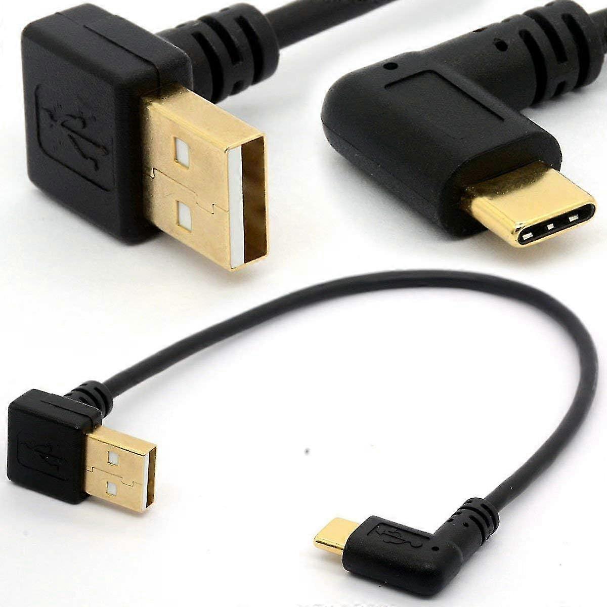 90 Degree USB 2.0 to Type C Right/Left Angled Male Cable Gold Plated USB C Extension Cord Data Transfer Sync lead (90Type C- USB 2.0 UP)