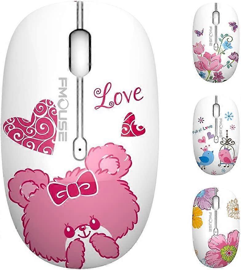 M101 Wireless Mouse Cute Silent Computer Mice with USB Receiver, 2.4G Optical Wireless Travel Mouse 1600 DPI Compatible with Laptop, Notebook, PC, Com