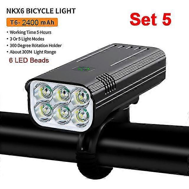 10000mah Bicycle Light With Digital Battery Indicator Usb Rechargeable Bike Light Set 8 Led Flashlight