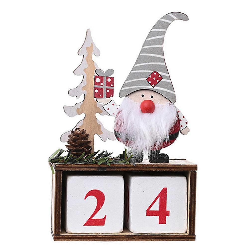 2022 2-Layered Wooden Gnome Block Farmhouse Rustic Sign Advent Calendar Christmas Countdown Decoration