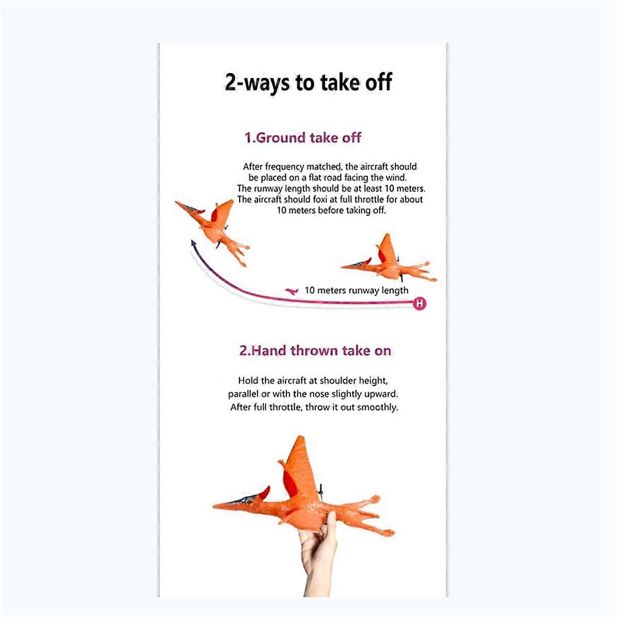 RC Plane Remote Control Pterosaur 2.4Ghz 2 Channels DIY RC Pterosaur Control EPP Foam Glider Toys (Two Batteries) B
