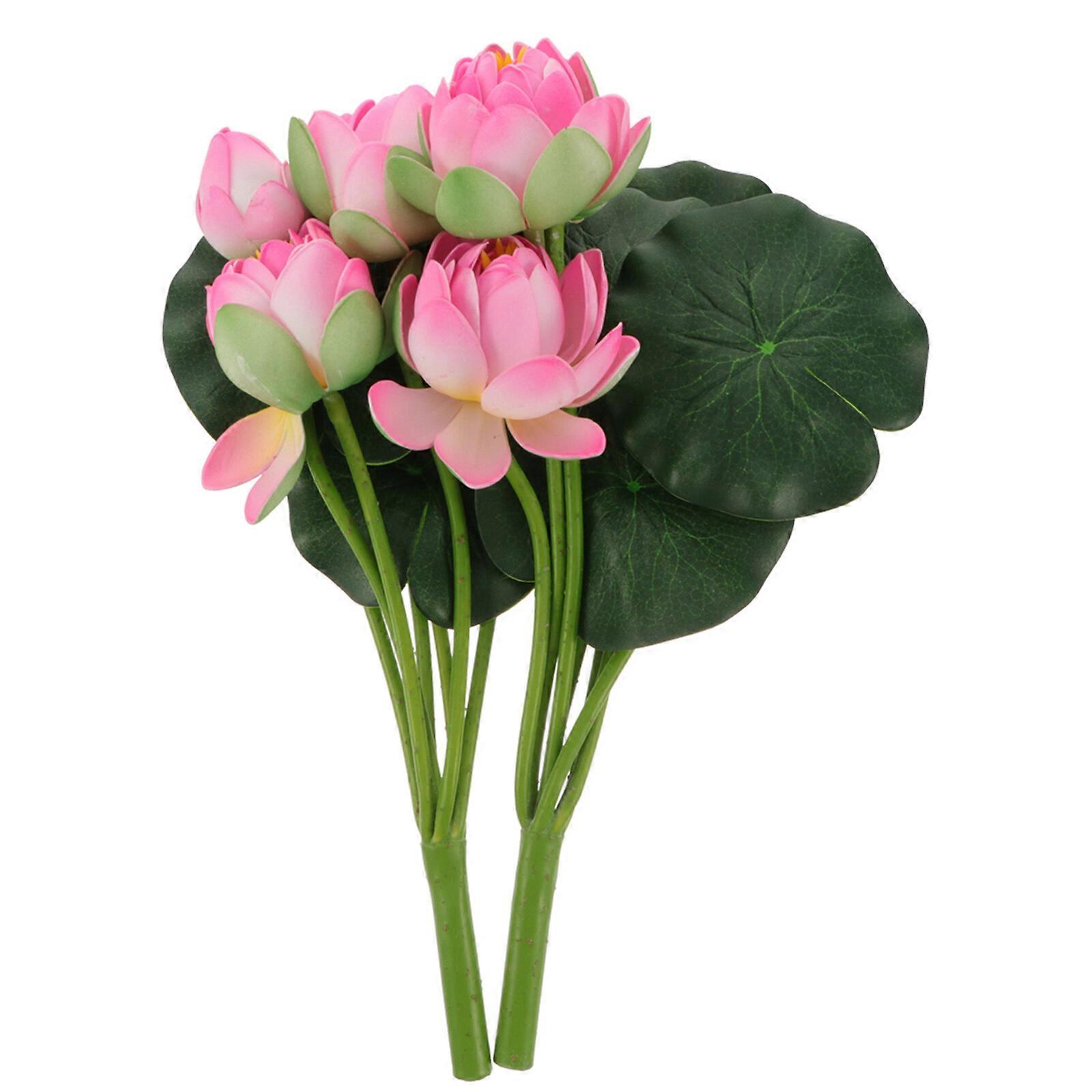 3pcs Artificial Lotus Flowers Bouquets Simulation Tabletop Flower Arrangements