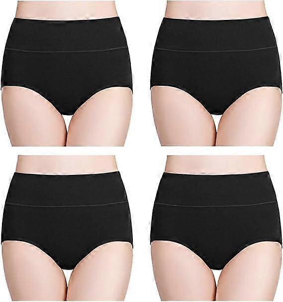 Women's Cotton Underwear High Waisted Ladies Panties Full Coverage Briefs 4 Pack