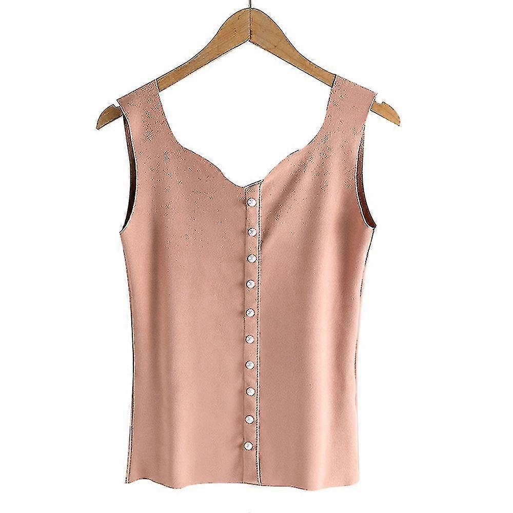 Vinter Varm ermeløs Camisole Strap Thermal Jacket - Brown O