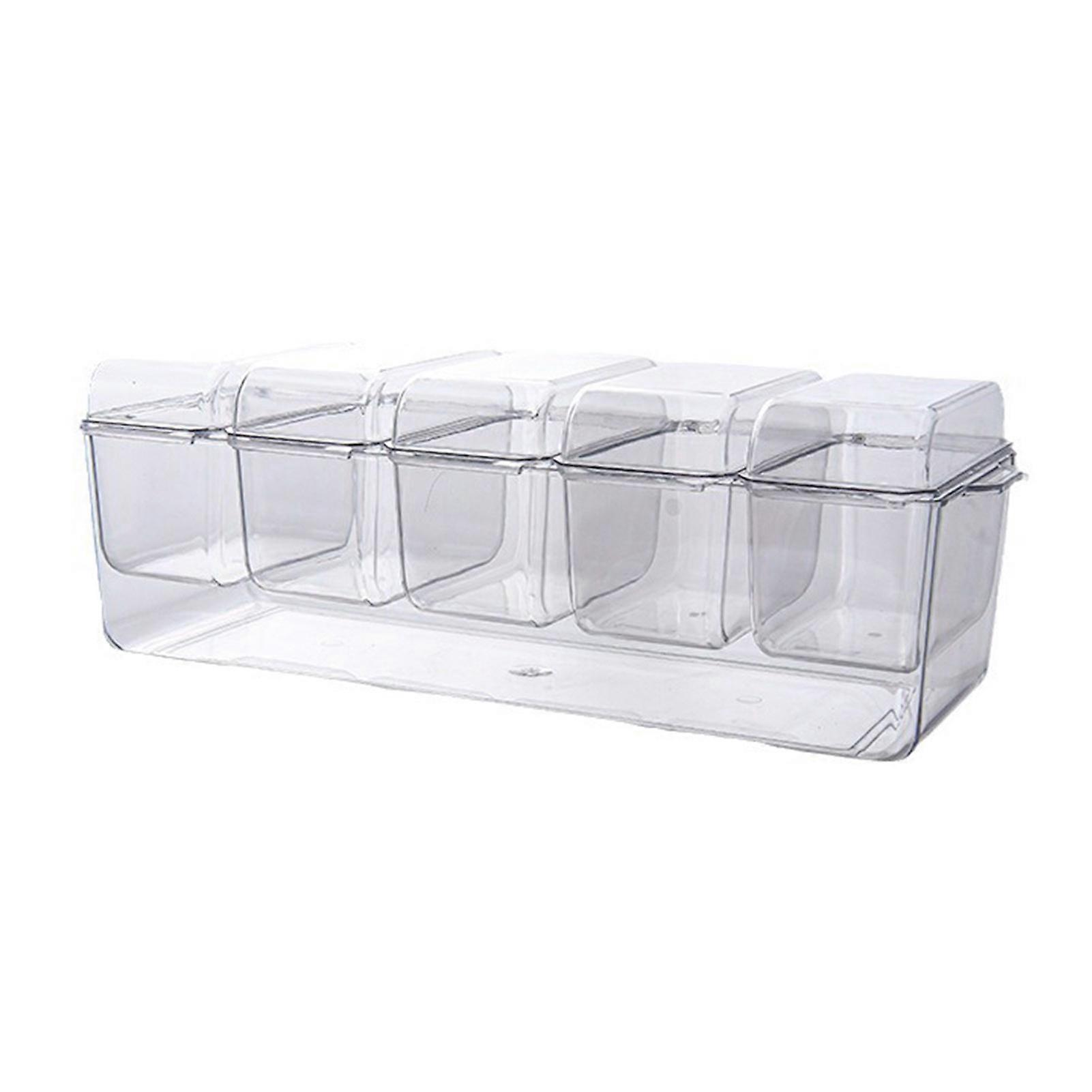 Refrigerator Crisper Food Storage Container with 5 Compartments Large Capacity Dustproof Lid Design Transparent Fridge Food Box Jikaix