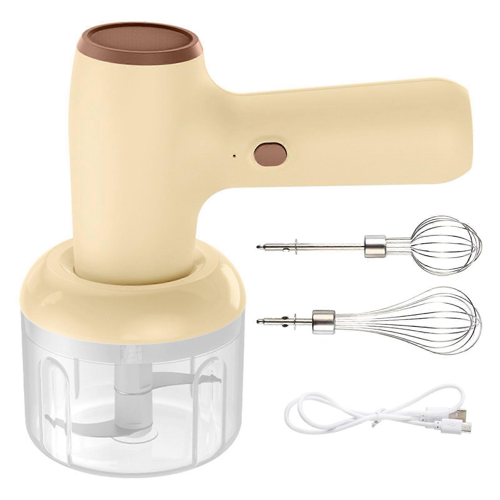 1 Set Electric Egg Beater Portable Cordless Electric Garlic Chopper USB Rechargeable Handheld Food Processor for Home Jikaixiang