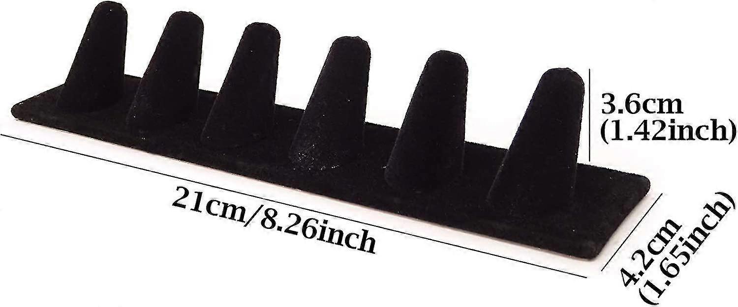 Schwarzer Samt 6 Finger Ring Display Stand Organizer Stand