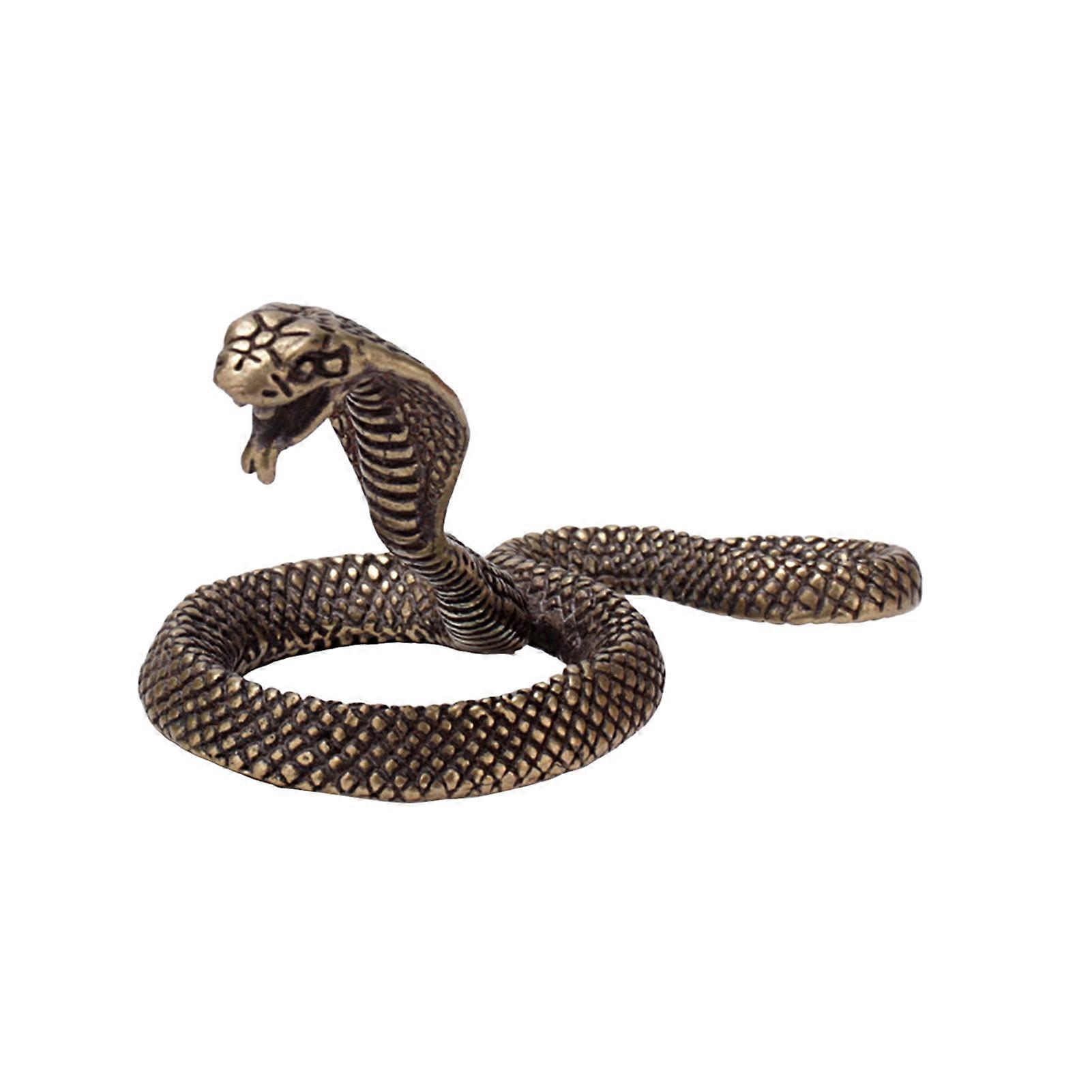 Brass Figurine Handmade Creative Simulation Decorative Solid Texture Snake Design Miniature Sculpture Desktop Decor QingHai