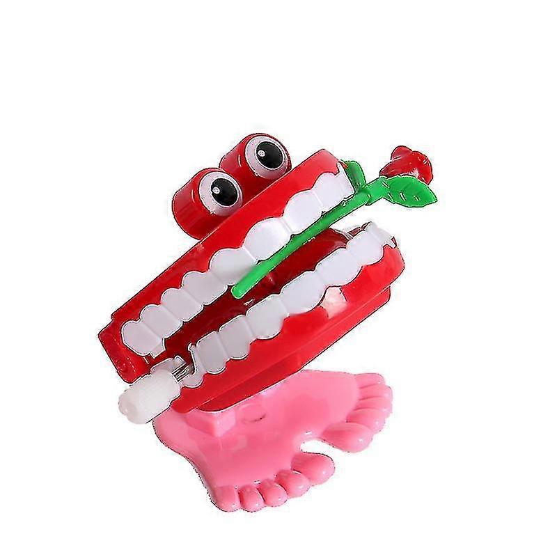 Clockwork Jumping Tooth Clockwork Funny Mouth Tooth With Eyes Flashing Novel Stunt Toys