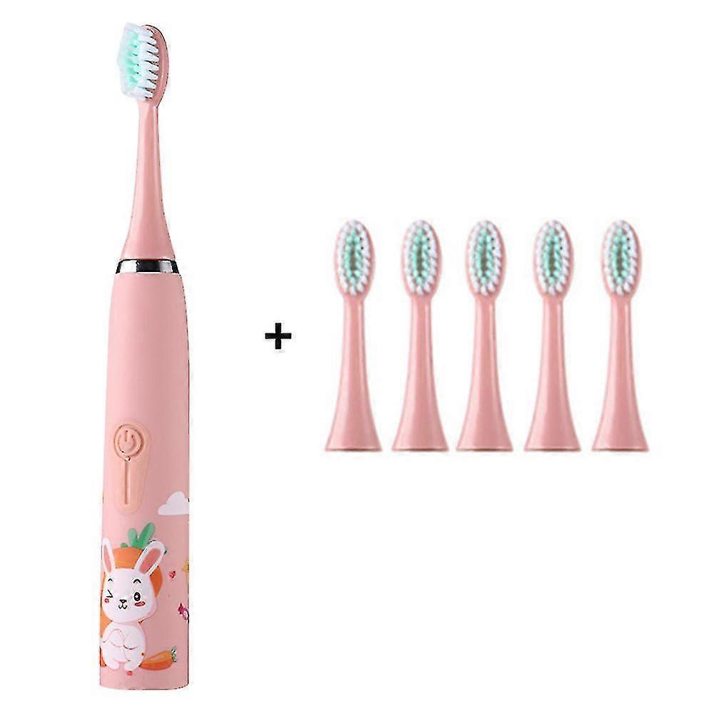 Recharable Kids Electric Toothbrush, 4 Modes With Memory, Fun Easy Cleaning, Ipx7 , 2-min R , 6 Cleaning Brush