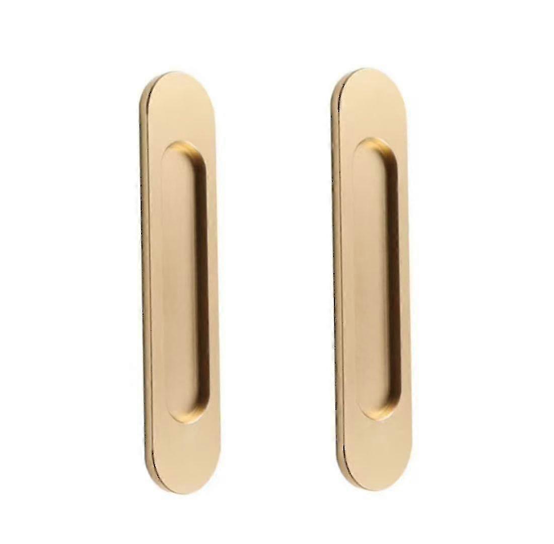 Door Pull Handle Self-stick Oval Sliding Door Pulls For Sliding Barn Door Windows Cabinets Aluminium Alloy Grab Bar Handles(2pcs, Gold)
