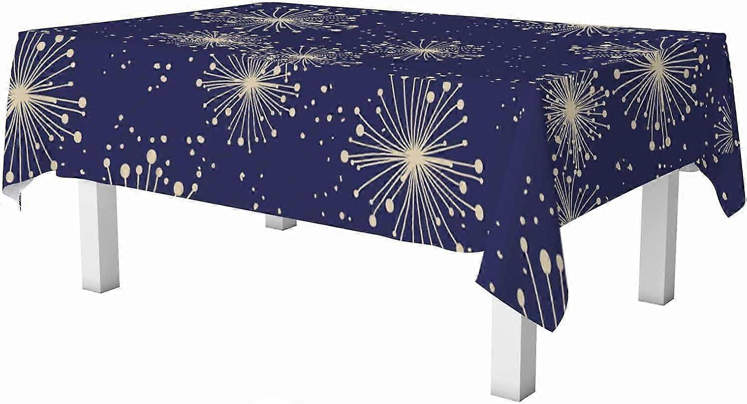 Japanese Style Floral Rectangle Table Cloth Retro Traditional Abstract Pattern Blue Wipeable Waterproof Tablecloths Table Cover for Party Picnic Dinne