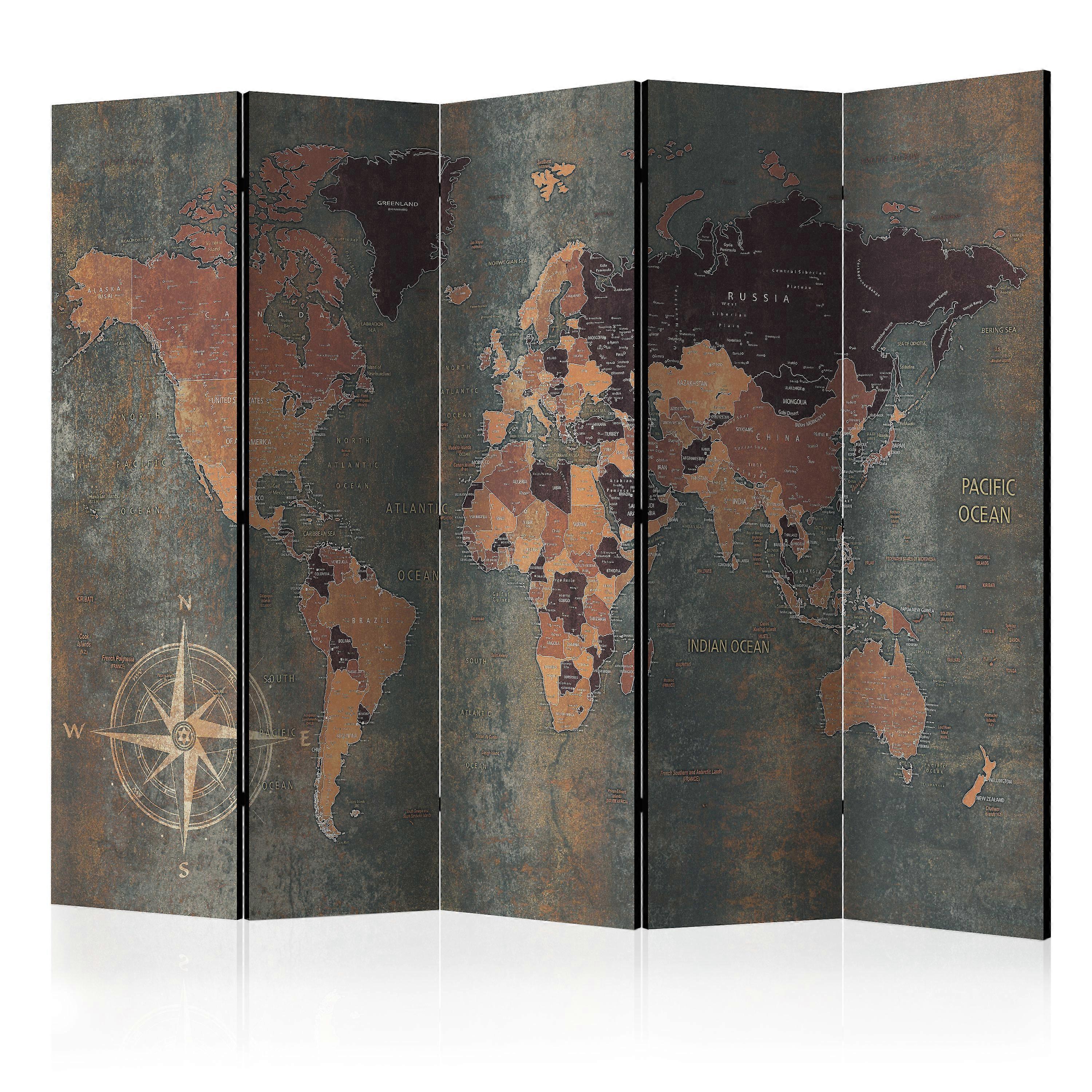 Room Divider - Mapa w brązach i szarościach