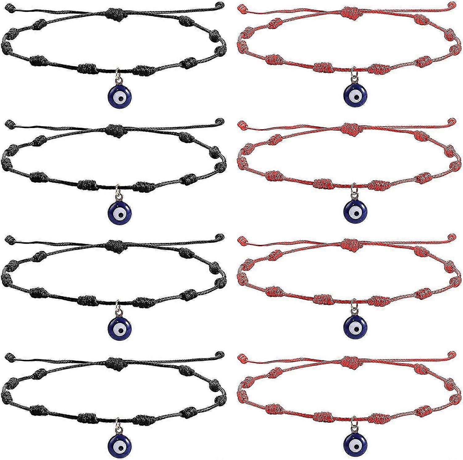 8pcs Evil Eye Bracelets Protection Red String Handmade Amulet Adjustable