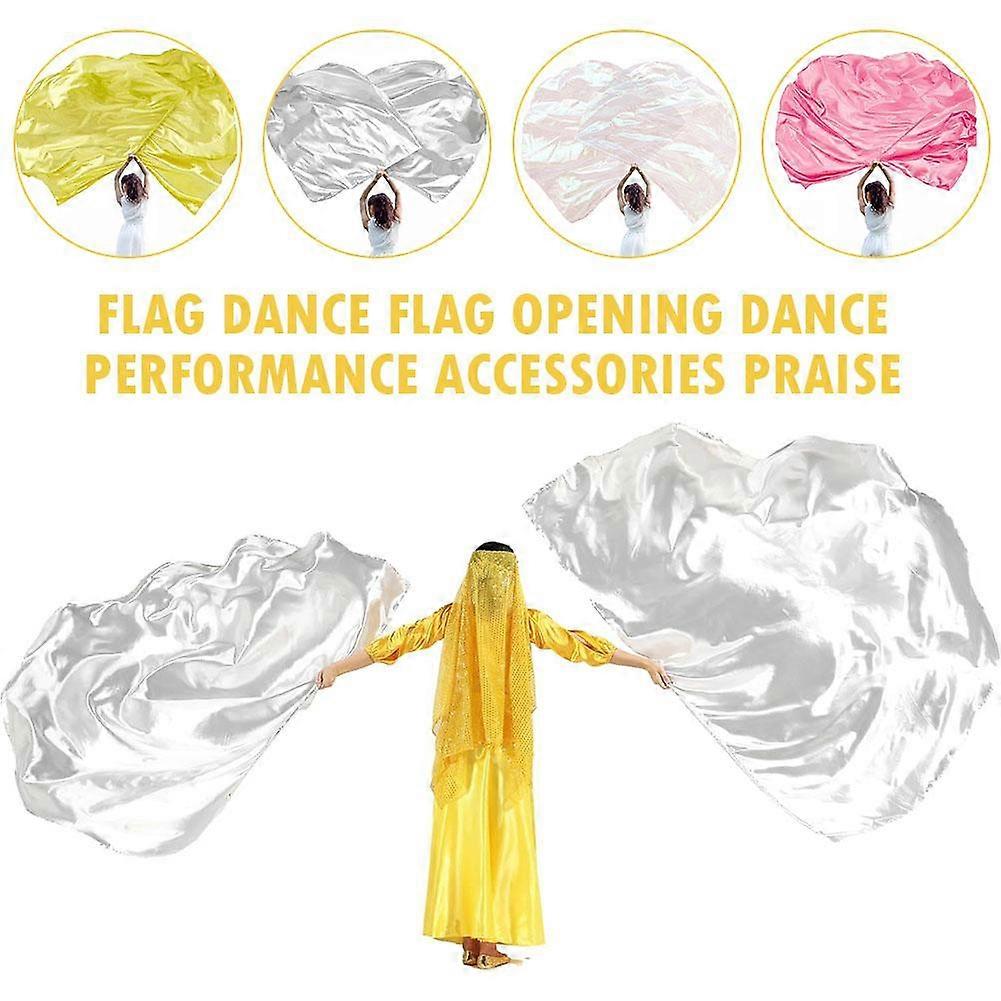 2pcs color white (C)$ flag dance flag opening dance performance accessories praise flag