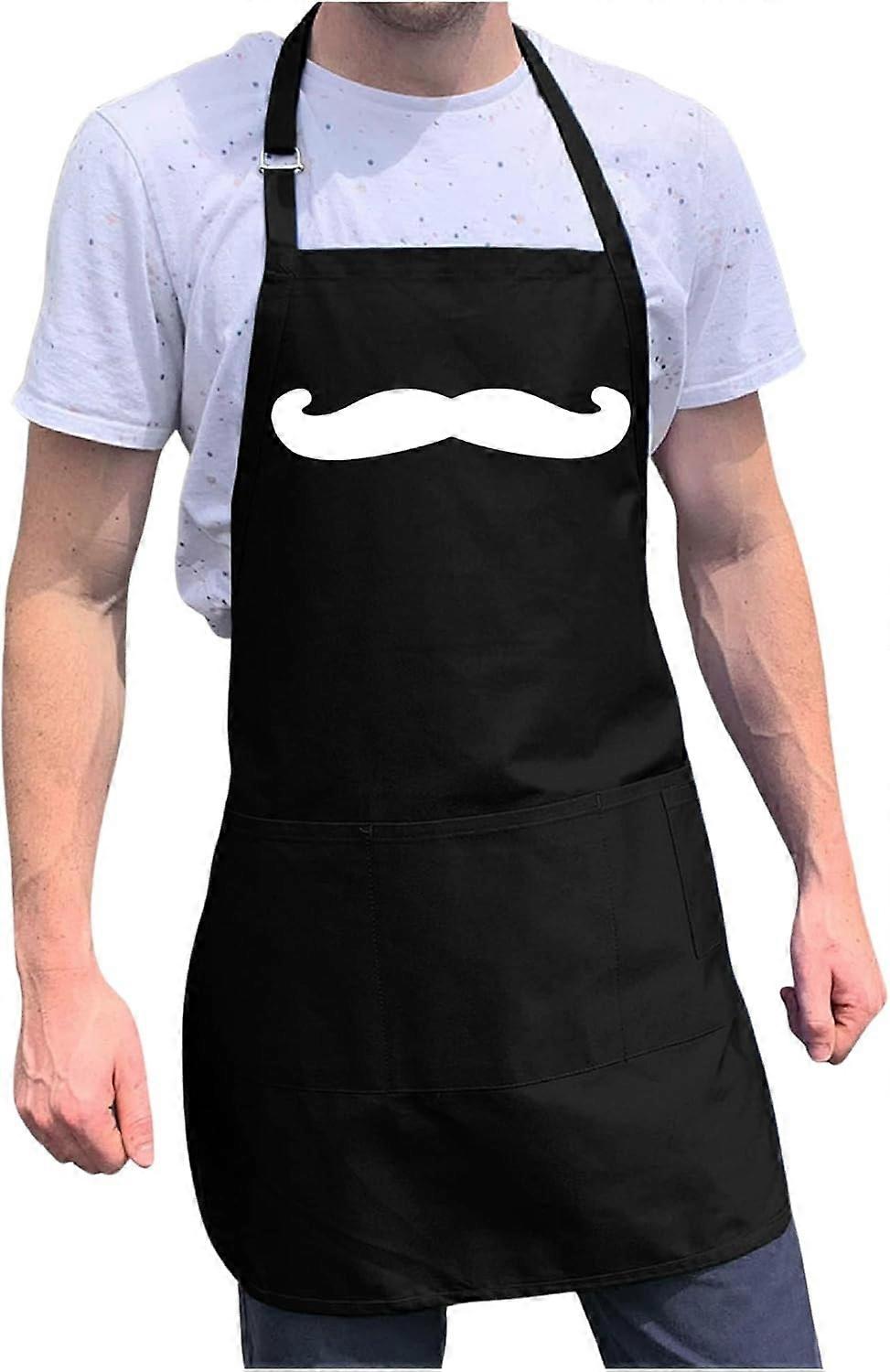 Mustache Men Adjustable BBQ Apron for Men, One Size