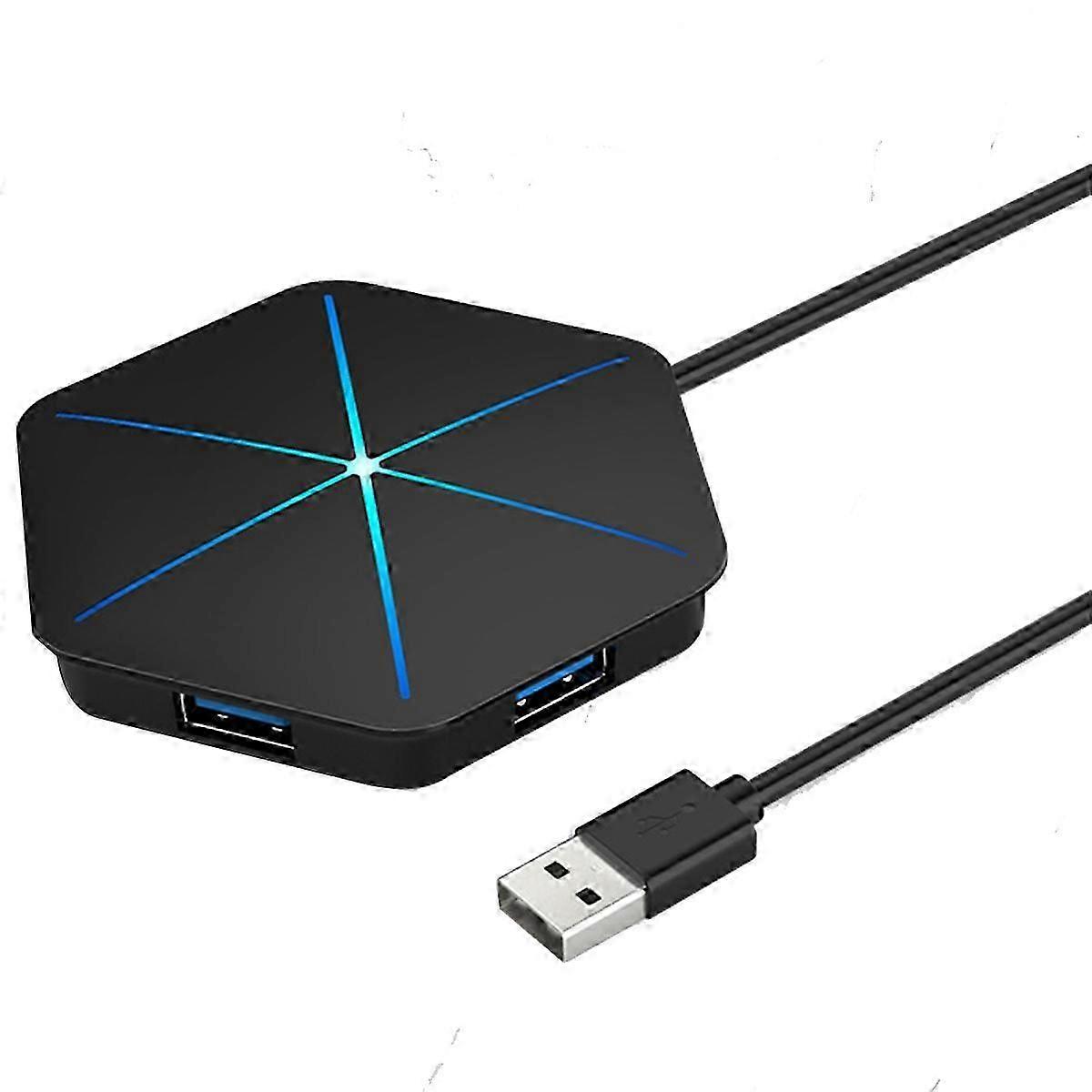 6 Port Usb2.0 Hub Splitter With Tf Sd Card Reader Otg Rgb Indicator Phone Charging Computer Extende