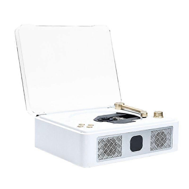 Bluetooth Desktop CD Players for Home Built-in Speakers Rechargeable Headphone Jack Vintage CD Player White