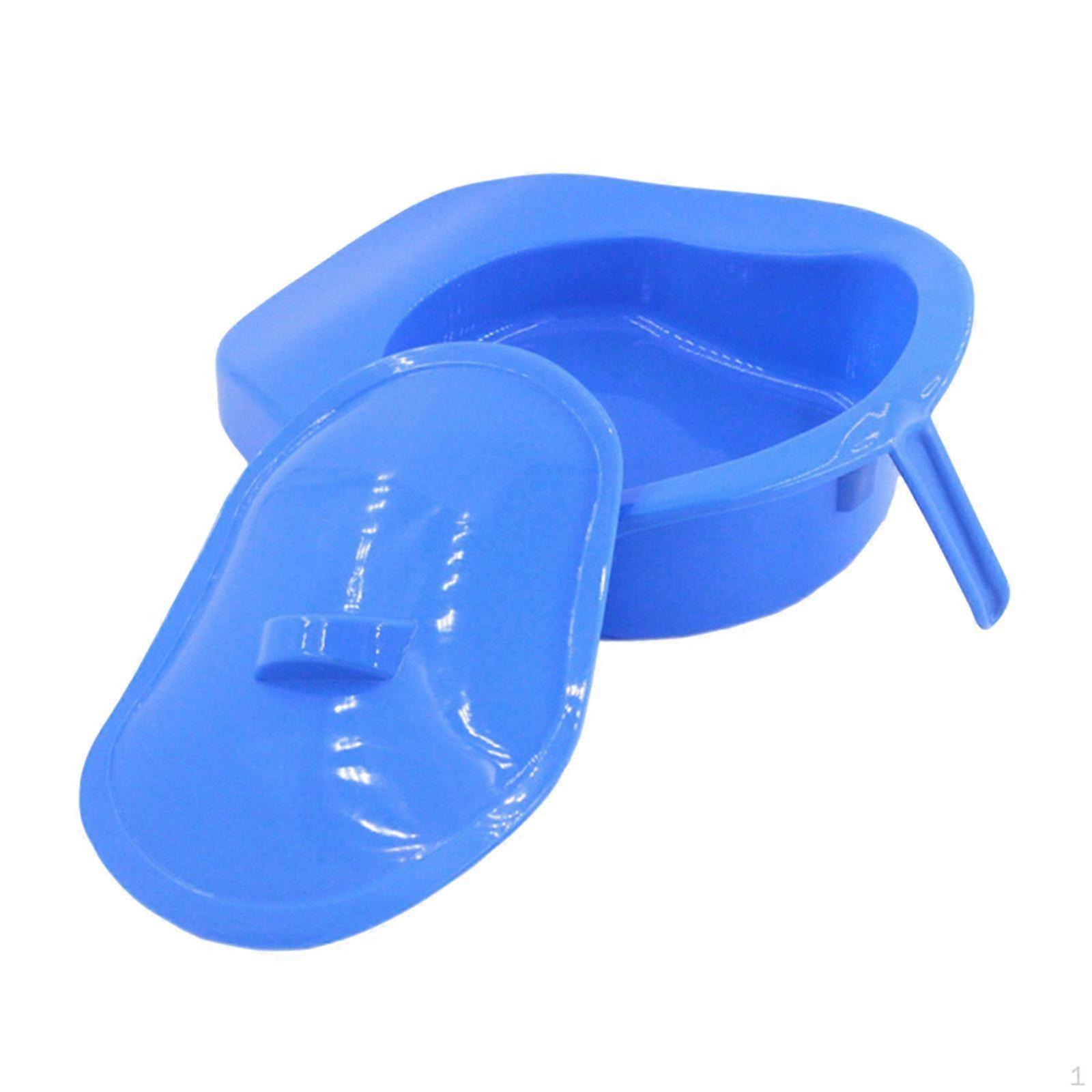 Blue Bedpan Bed Pan with Lid for Patient Women Men Reusable Comfortable