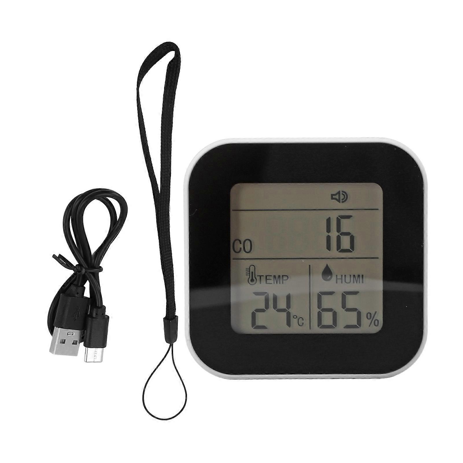 3 in 1 Temperature Humidity Meter High Accuracy Air Quality Monitor with Lanyard for Home Car Kitchen CO Detector