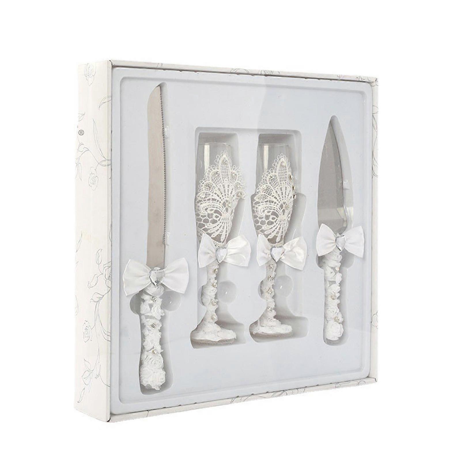 Classic Wedding Flutes & Cake Tools Gift Set
