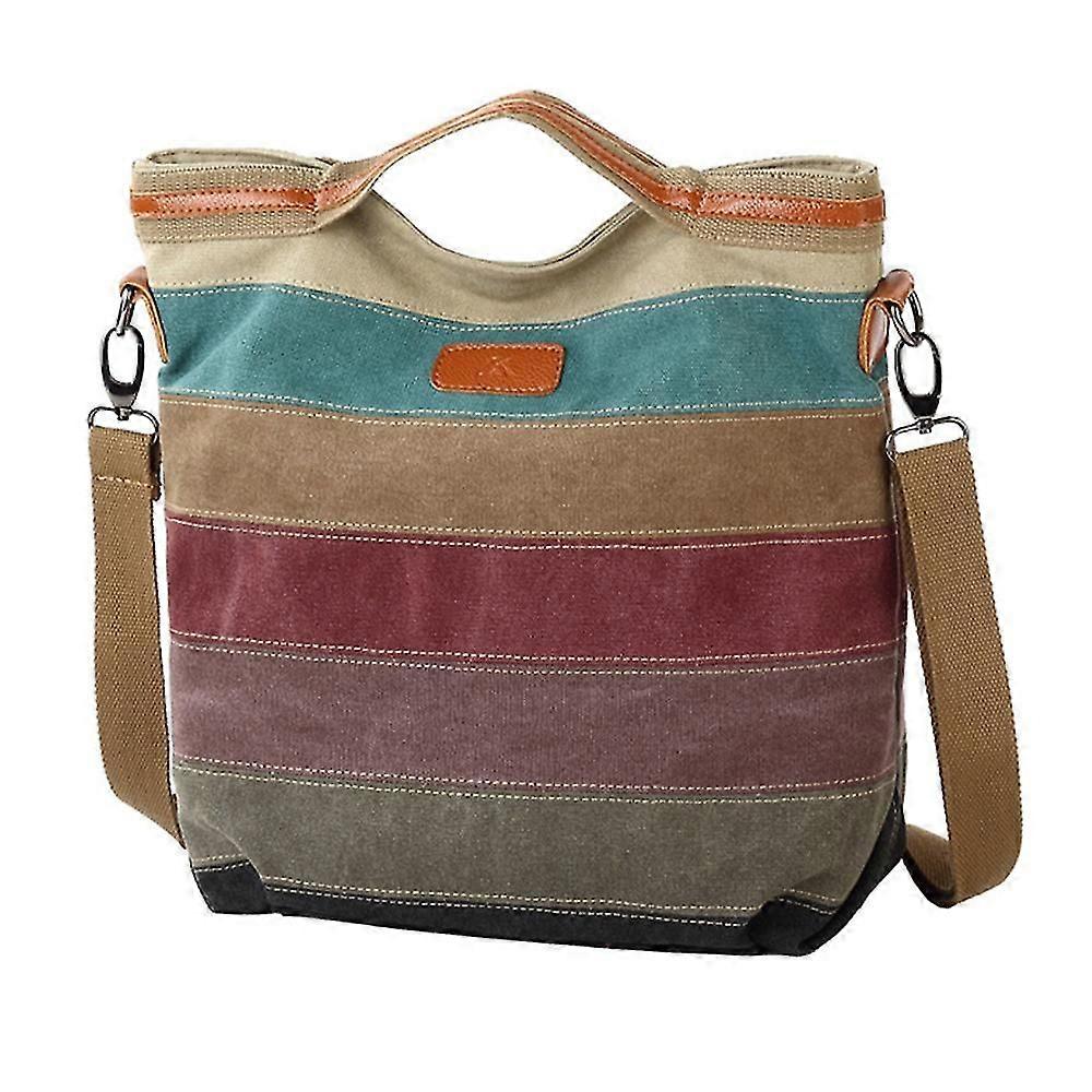 Women's Bag Canvas Bag Color Patchwork Canvas Bag One Shoulder Portable Diagonal Bag